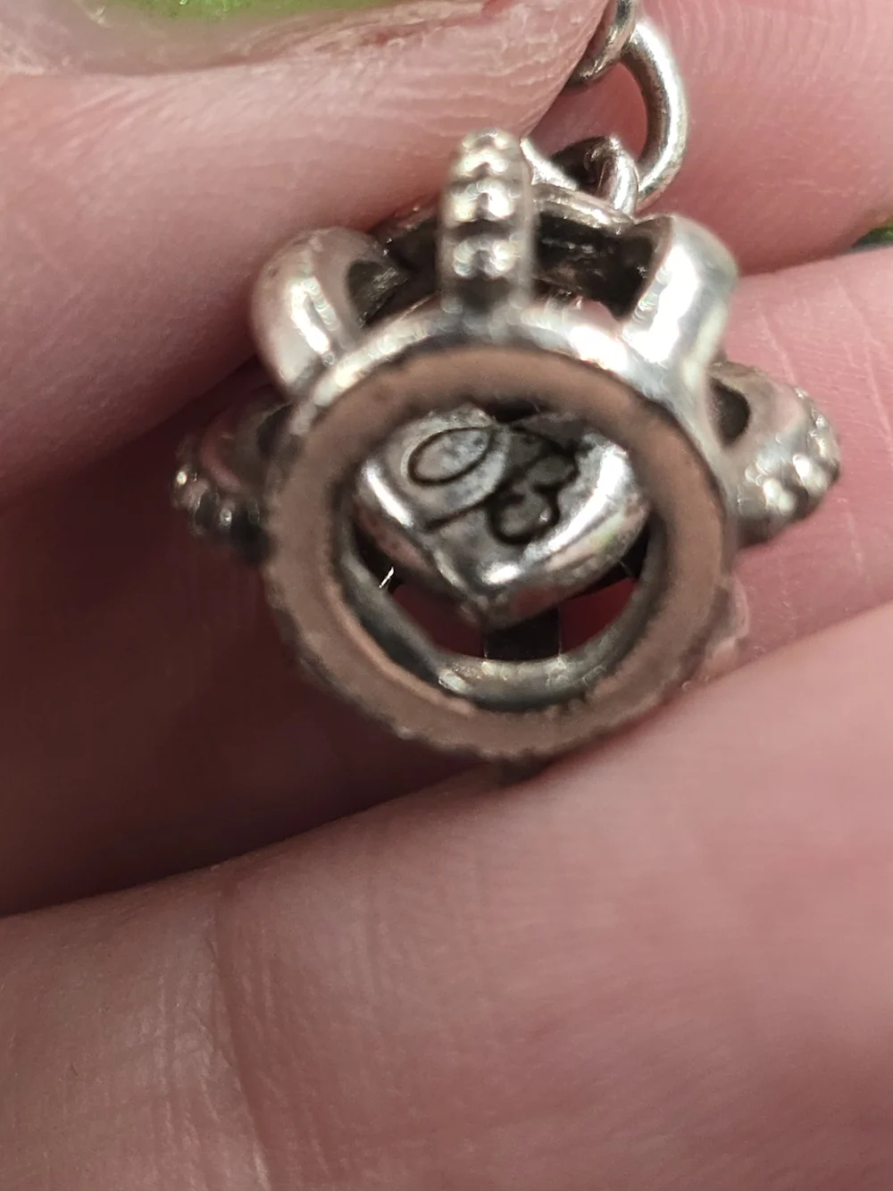 Brighton Silver Tone Snake Chain Necklace Heart Clasp w/B Charm 16-18